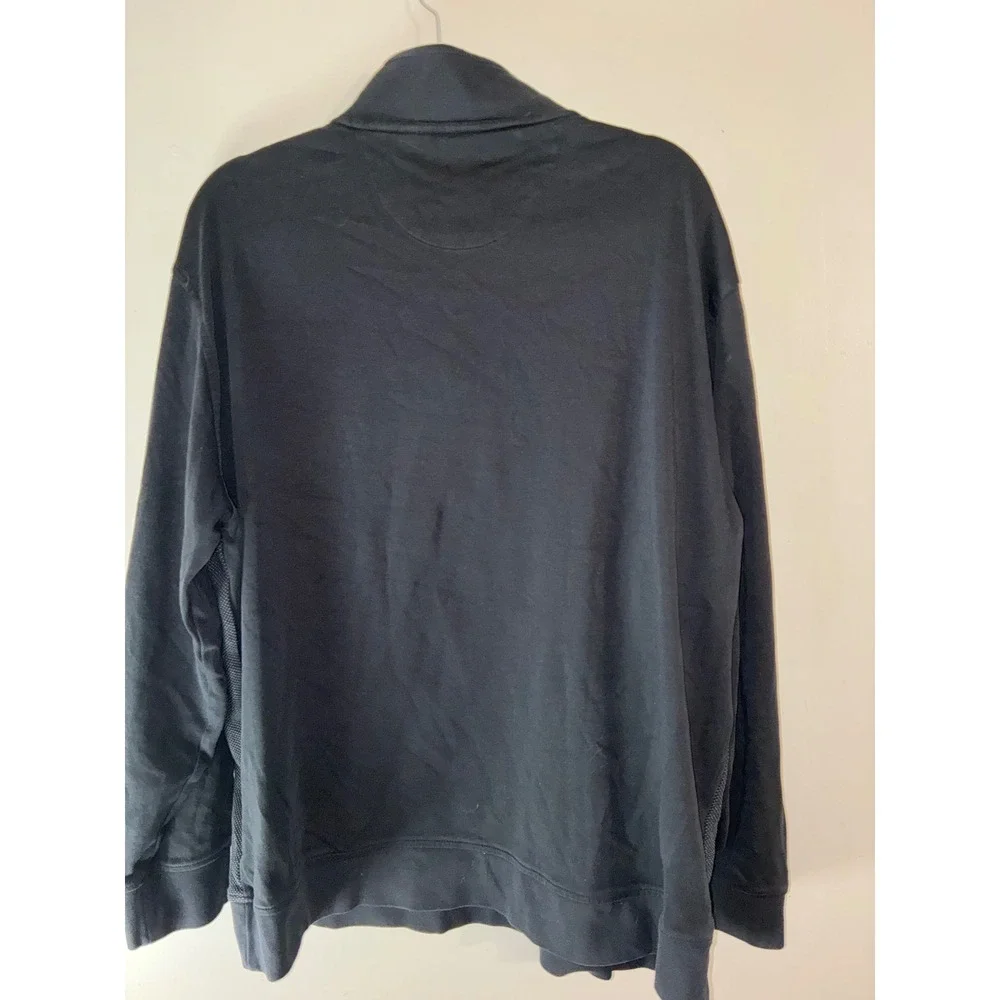Ted Baker Quarter Zip Pullover Men 2X Black Textured Honeycomb Mock Neck Sweater
